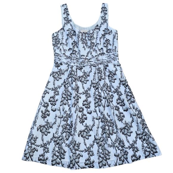 Lightweight Cotton Dress Loft Size 10 Sleeveless Gray White Floral Print NWT - Picture 8 of 8